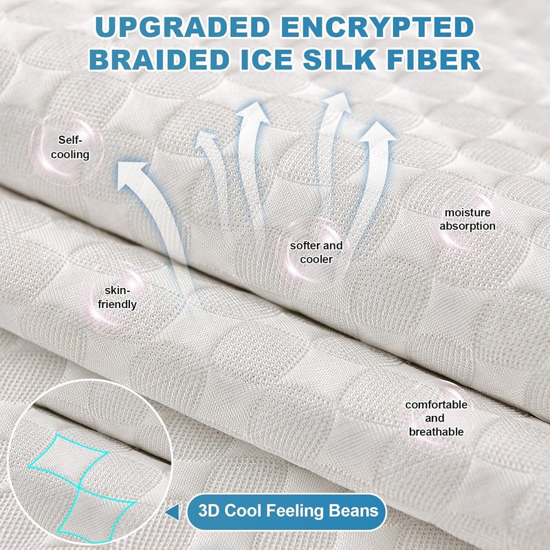 OTOB Cooling Dog Couch Cover Ice Silk Fabric, Washable Non Slip Furniture Protector Sofa Slipcover, Soft Pet Friendly Cooling Mat, 3D Bionic Breathable Dog Sofa Covers (Luxury Cream, 27.6"x70.9") - Image 2