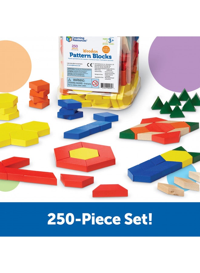 Learning Resources Learning Resources Wooden Pattern Blocks, Early Math Concepts, Set of 250, Ages 3+ - Image 2