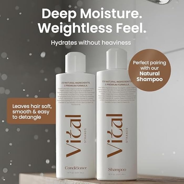 Vital Strands Natural Hair Conditioner for Women (8 fl oz) - Acondicionador para Cabello - 23 Premium Ingredients, Silicone & Sulfate Free Formula with Aloe Vera, Jojoba, Neem, Rosemary - Image 5