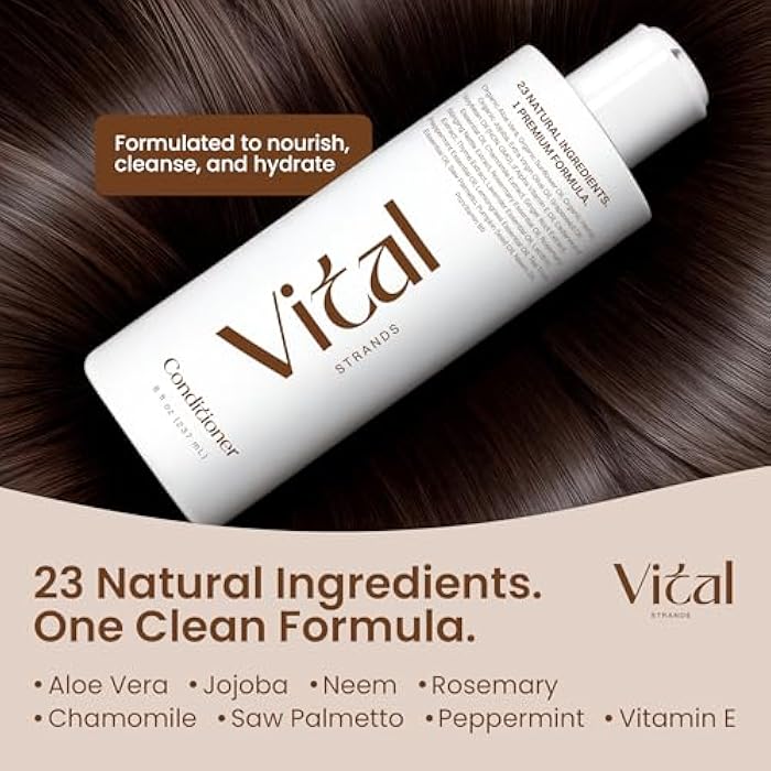 Vital Strands Natural Hair Conditioner for Women (8 fl oz) - Acondicionador para Cabello - 23 Premium Ingredients, Silicone & Sulfate Free Formula with Aloe Vera, Jojoba, Neem, Rosemary - Image 3