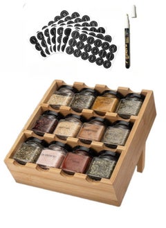 XiuWoo 12 Piece Glass Spice Jar Set With Accessories, Three-layer Spice Rack Storage Rack 100ML  - Image 1