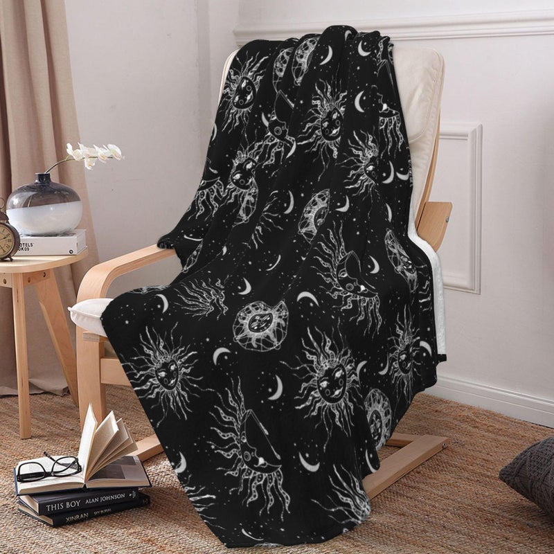 Zminciu Sun and Moon Blanket 50"x40" Inch Cozy Fluffy Plush Crescent Moon Blankets Celestial Blanket Soft Flannel Hippie Throw for Men Women Boys Girls Christmas Sofa Bed Couch - Image 1