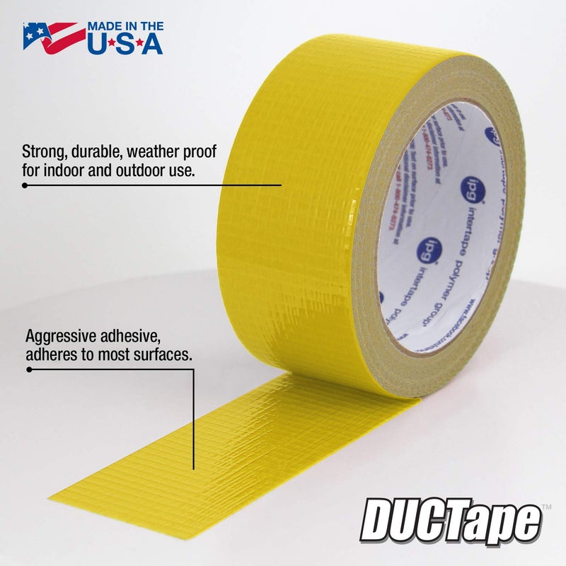 IPG JobSite DUCTape - Yellow, 1.88" x 20 yd, Heavy-Duty Duct Tape for Indoor and Outdoor Use - Image 2