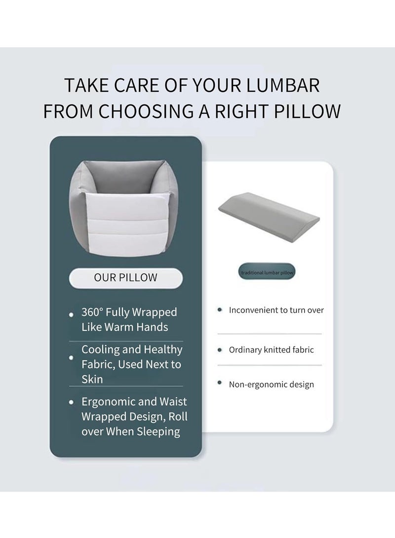 XiuWoo Portable Fully Wrapped Lumbar Support Pillow, Back Support Pillow for Sleeping Lower Back, Sleeping Lumbar Cushion, Back Support Belt  - Image 2