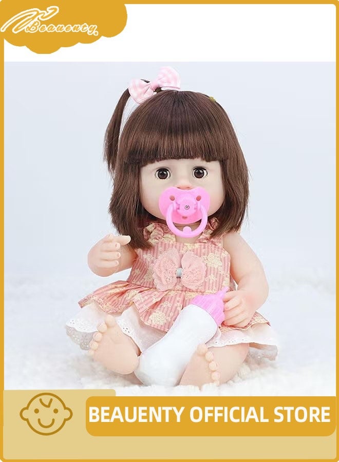 Beauenty Reborn Baby Doll 39cm Realistic Newborn Baby Dolls  Lifelike Weighted With Soft Silicone Doll Girls With Plush Toy  Doll Clothes For Age 3+ - Image 1