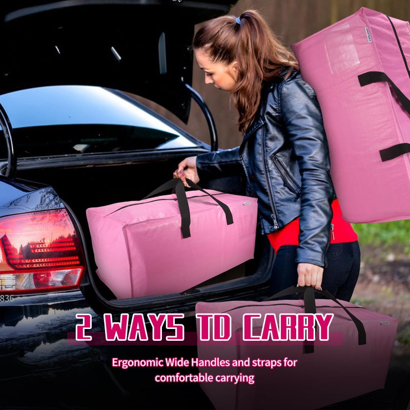 FASTORS 6-Pack Moving Bags,Heavy Duty Large Storage Bags with Zippers & Backpack Straps,Space Saver Bags are Packing Supplies for Moving & Travel,Alternative to Moving Boxes(Pink) - Image 5