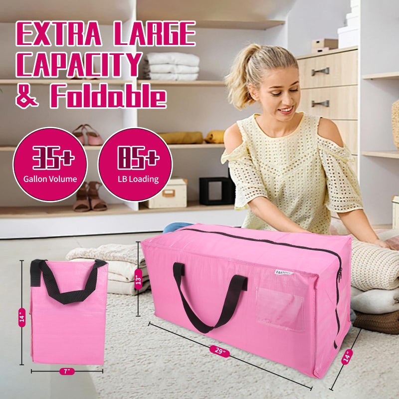 FASTORS 6-Pack Moving Bags,Heavy Duty Large Storage Bags with Zippers & Backpack Straps,Space Saver Bags are Packing Supplies for Moving & Travel,Alternative to Moving Boxes(Pink) - Image 2