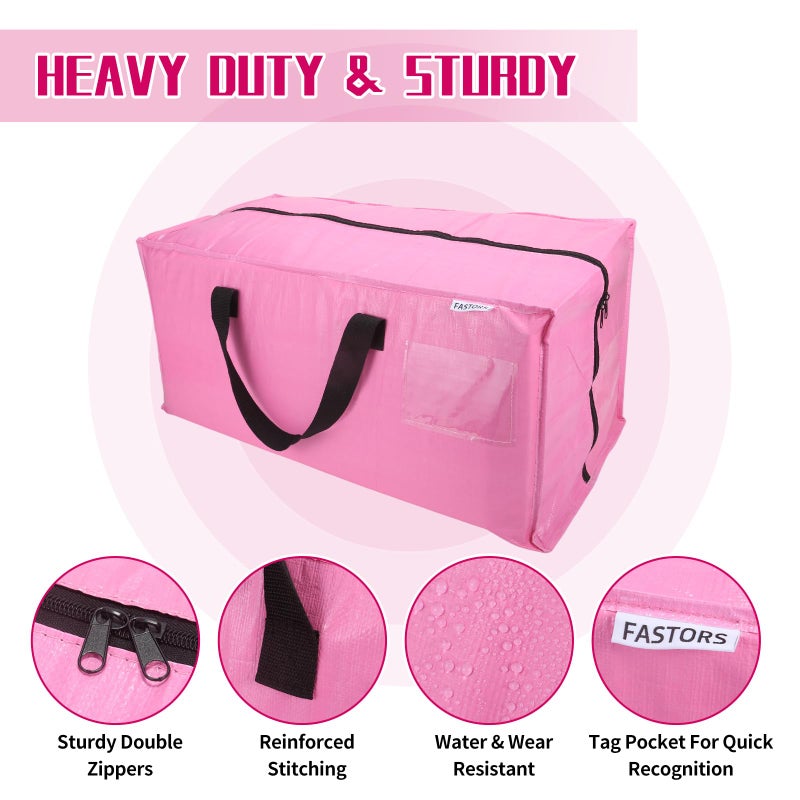 FASTORS 6-Pack Moving Bags,Heavy Duty Large Storage Bags with Zippers & Backpack Straps,Space Saver Bags are Packing Supplies for Moving & Travel,Alternative to Moving Boxes(Pink) - Image 4