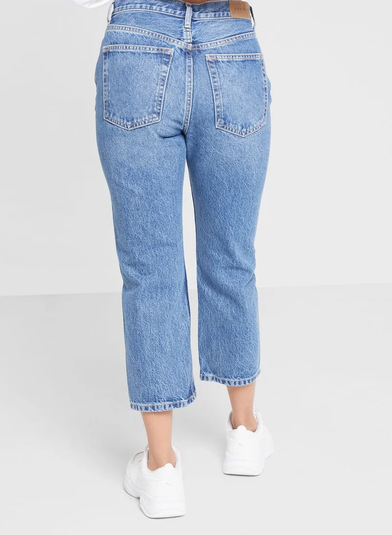 Topshop Petite Topshop High Waisted Straight Leg Jeans Topshop