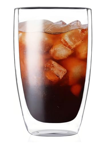 DOPUDO 17oz Double Wall Glass Coffee Mugs, Insulated Coffee Mug, Clear Borosilicate Glass Coffee Cups for Cappuccino, Tea, Lightweight and Microwave Safe - Image 1