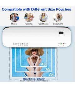 Milatech Laminator, Laminator with Hot and Cold Settings and 15 Bags, 4 in 1 A4A5A6 Laminator with Cutter, Hole Punch, Binding Hoop and Corner Rounder, 9 Inch Personal Laminator for Home School Office  - Image 3