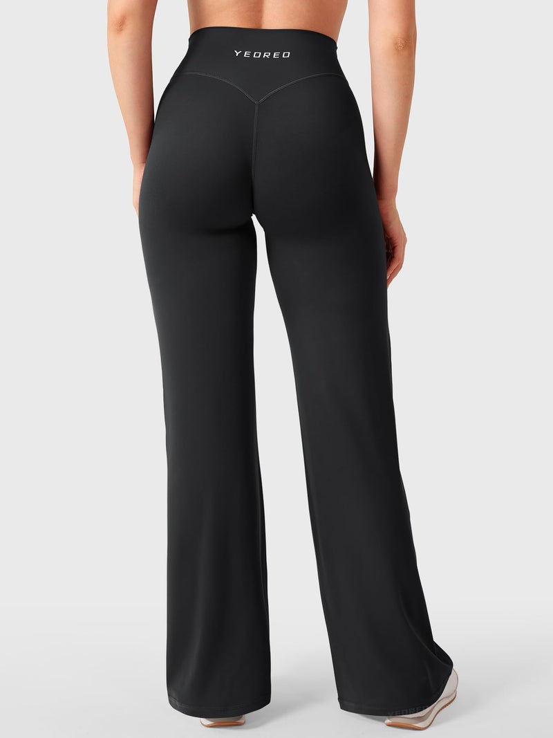 YEOREO Straight Leg Leggings for Women No Front Seam Workout Leggings 31.5" Crossover High Waist Soft Eddiy Yoga Pants Black XL - Image 3