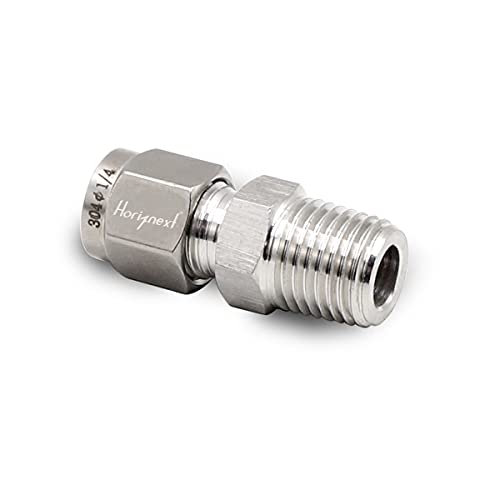 Horiznext Stainless Steel 304 Compression Fitting to connect 1/4 inch OD tube x 1/4 NPT Male thread Coupler, for brass copper stainless steel tubing - Image 1