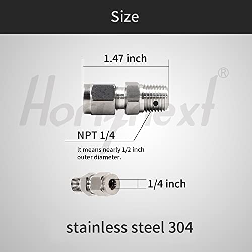 Horiznext Stainless Steel 304 Compression Fitting to connect 1/4 inch OD tube x 1/4 NPT Male thread Coupler, for brass copper stainless steel tubing - Image 2