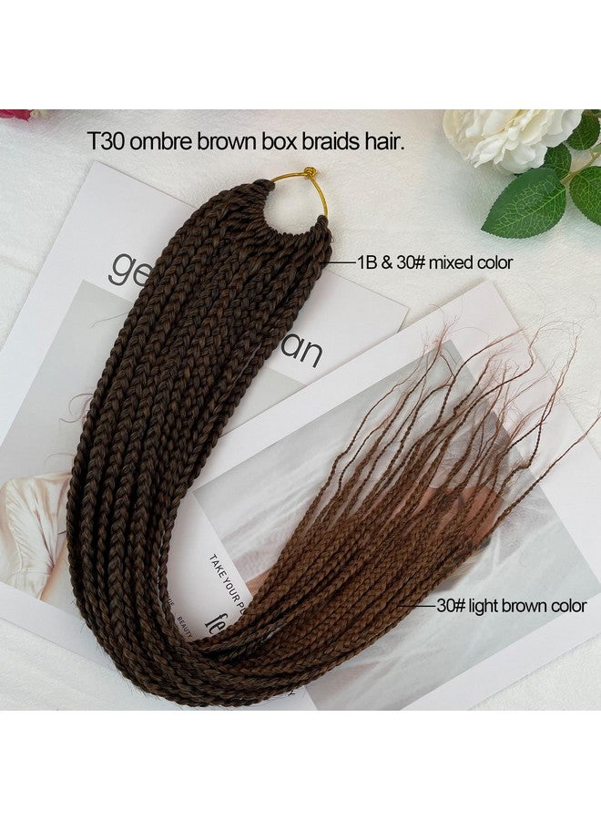 Chicmoi Pre Looped Crochet Box Braids 20 Inch T30 Ombre Brown Box Braids Crochet Hair 1/3 Inch Wide Small Crochet Braids Box Braids Crochet Hair For Black Women (20 Inch Box Braids 6 Packs, T30) - Image 2