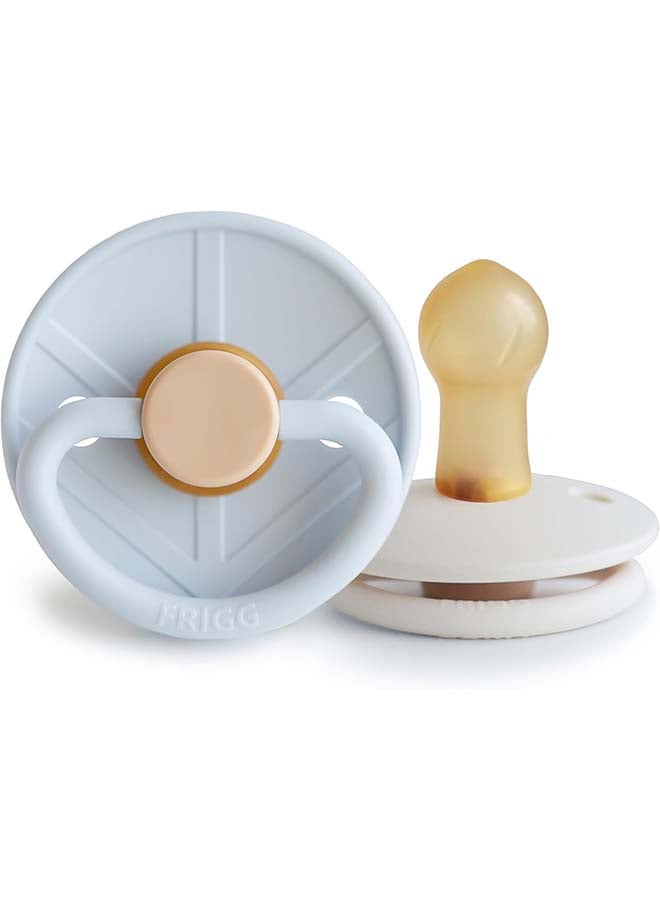 FRIGG Little Viking Latex Baby Pacifier 0-6M 2-Pack Powder Blue/Cream - Size 1 - Image 1