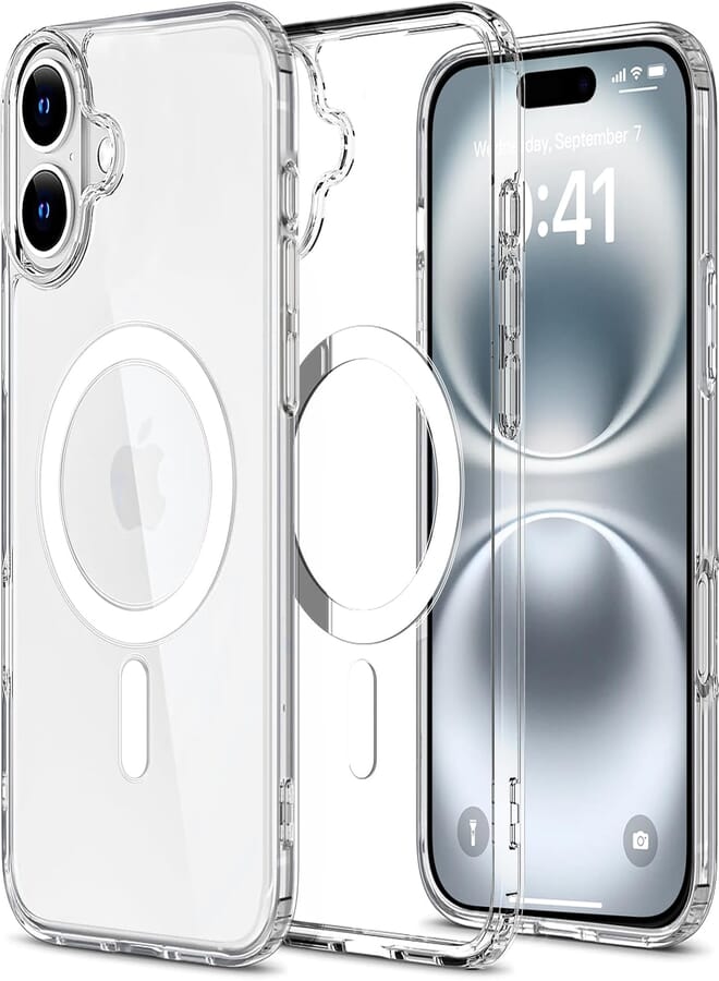 UCHUANG Compatible for iPhone 16 Plus Case Clear Magsafe Slim Cover with 4 Corners Built-in Protective Cushion Anti-yellow Anti-collison Transparent Magnetic Cover for Apple iPhone 16 Plus 6.7 inch
