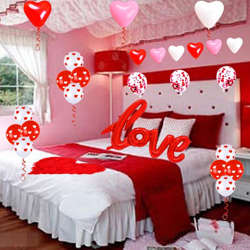 Asonlye Valentines Day Red White Pink Balloons, 49 Pieces Heart Balloons LOVE Foil Balloons Red Confetti Balloon for Birthday Wedding Anniversary Bride Shower Party Decorations - Image 4