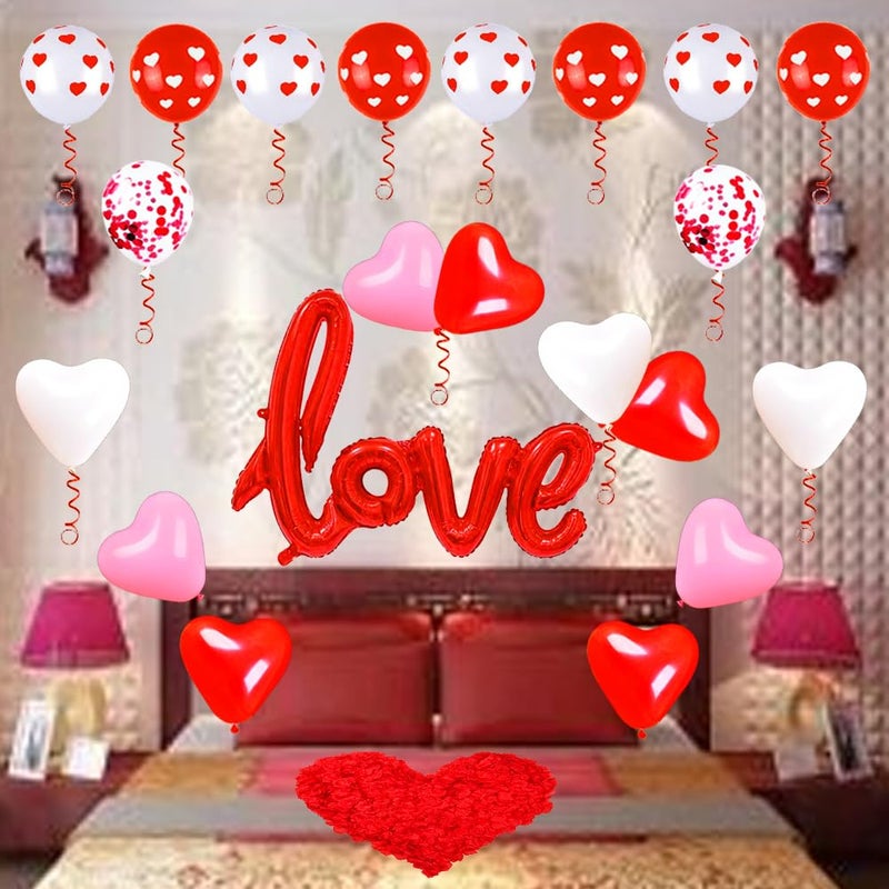 Asonlye Valentines Day Red White Pink Balloons, 49 Pieces Heart Balloons LOVE Foil Balloons Red Confetti Balloon for Birthday Wedding Anniversary Bride Shower Party Decorations - Image 3