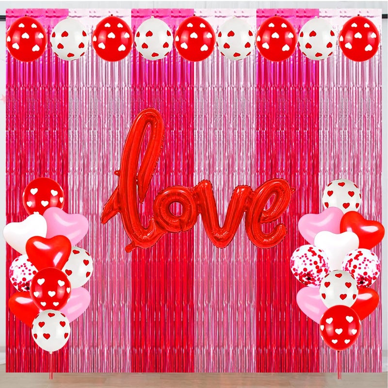 Asonlye Valentines Day Red White Pink Balloons, 49 Pieces Heart Balloons LOVE Foil Balloons Red Confetti Balloon for Birthday Wedding Anniversary Bride Shower Party Decorations - Image 5
