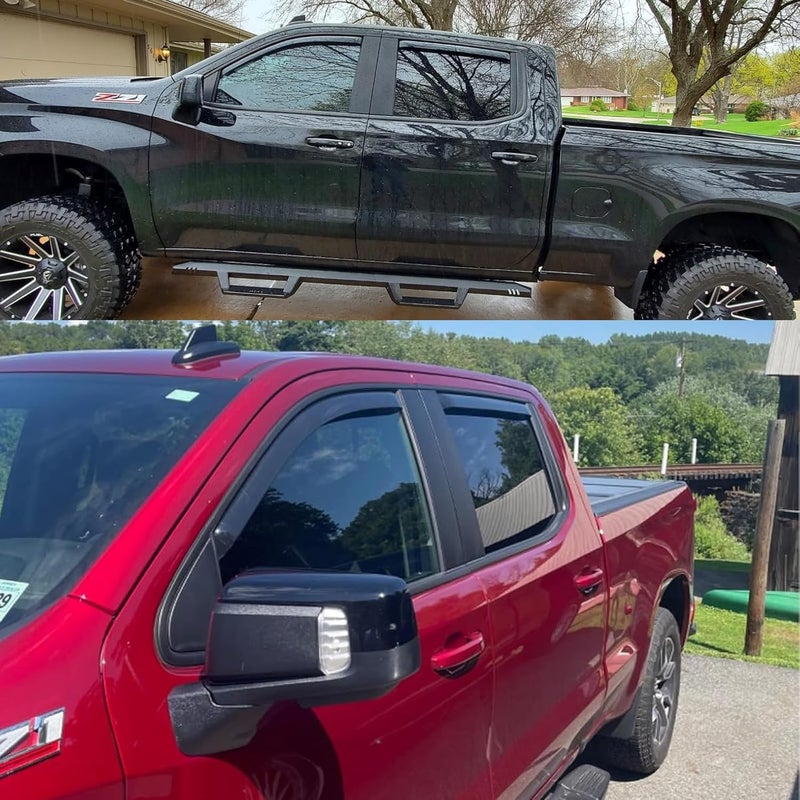 TONOYTIM in-Channel Window Visors Rain Guards Vent Deflectors for Truck Window Shield for Chevy Silverado/GMC Sierra 1500 Crew Cab 2019-2025, 2500HD 3500HD 2020-2025, Stylish Vent Shade Wind Deflectors 194805 - Image 2