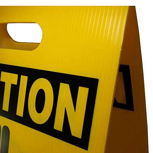 NMC FS8 CAUTION DO NOT ENTER Sign with Graphic - 12 in. x 19 in. Corrugated Plastic, Double-Sided Floor Sign with Black on Yellow - Image 3