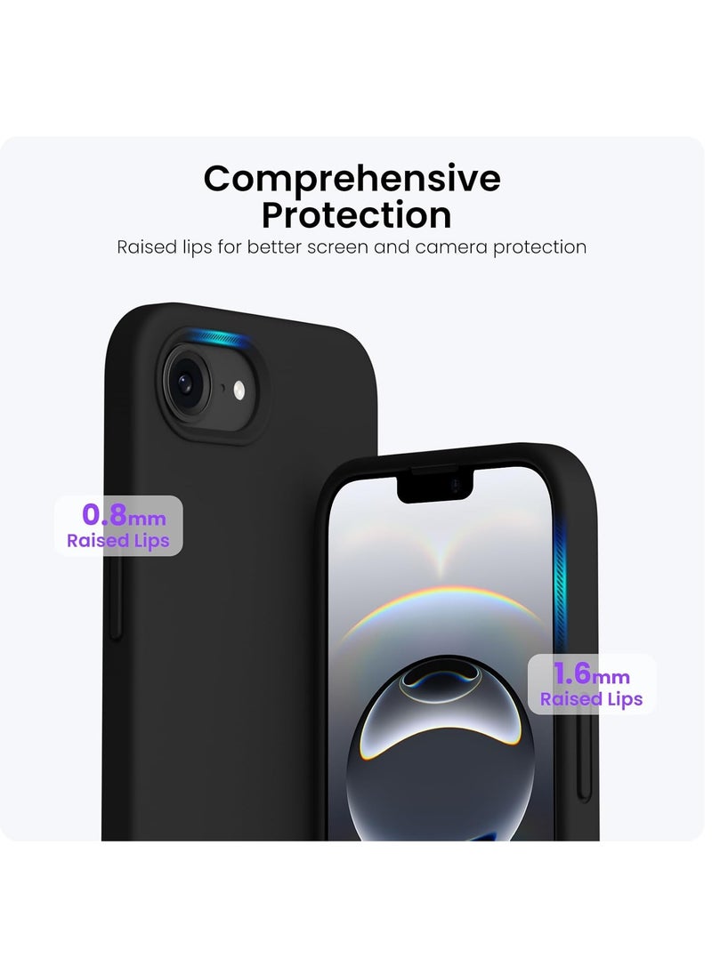 MIGOFAST - iPhone 16e Case 6.1 2025 Liquid Silicone 3 Layers Full Covered Soft Gel Rubber Phone Case Shockproof Protective Cover with Anti Scratch Microfiber Lining Black - Image 1