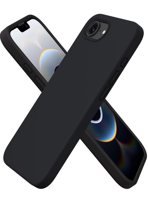 iPhone 16e Case 6.1 2025 Liquid Silicone 3 Layers Full Covered Soft Gel Rubber Phone Case Shockproof Protective Cover with Anti Scratch Microfiber Lining Black