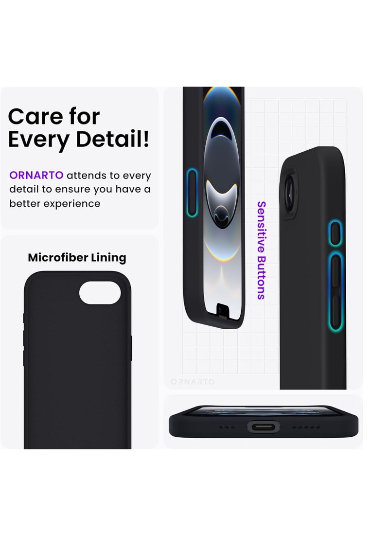 MIGOFAST - iPhone 16e Case 6.1 2025 Liquid Silicone 3 Layers Full Covered Soft Gel Rubber Phone Case Shockproof Protective Cover with Anti Scratch Microfiber Lining Black - Image 1