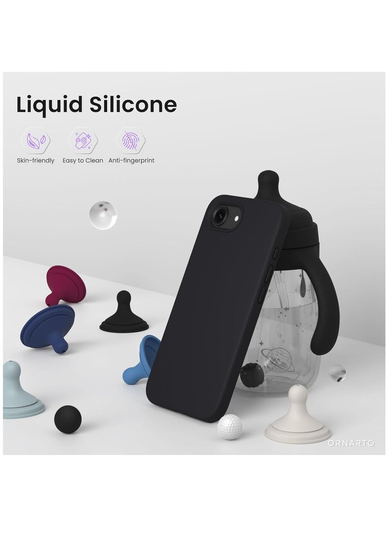 MIGOFAST - iPhone 16e Case 6.1 2025 Liquid Silicone 3 Layers Full Covered Soft Gel Rubber Phone Case Shockproof Protective Cover with Anti Scratch Microfiber Lining Black - Image 1