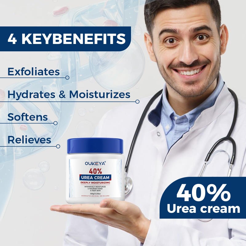OUKEYA Urea Cream 40 Percent, Foot & Hand Cream for Dry Cracked, Urea Lotion for Feet Maximum Strength(12.35Oz) - Image 3