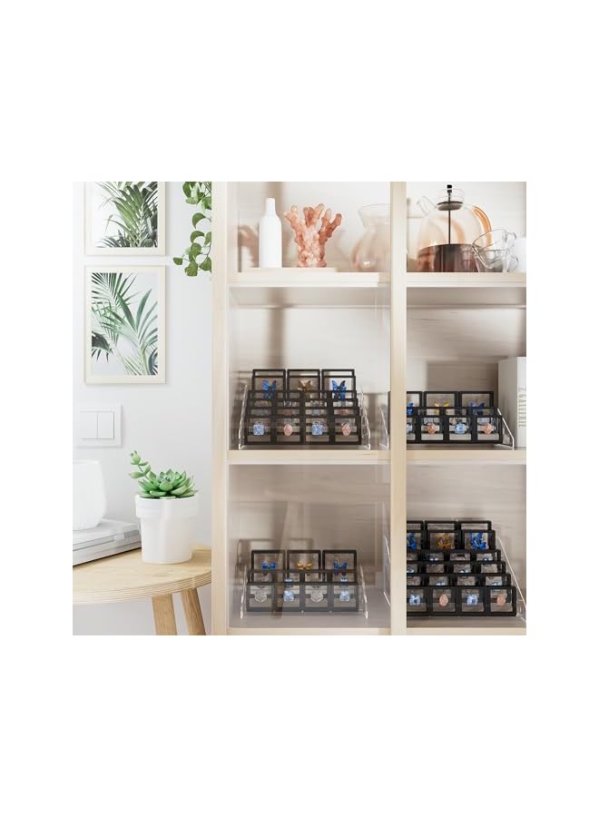 The Bros 11 PCS 3D Floating Display Frame Case with Clear Acrylic Stand, Clear Display Easel for Collectibles Storage, Display Holder with Transparent Shelves for Jewelry, Medals, Coins -3 Tier Black - Image 3