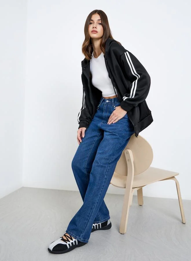Take Two Take Two Black Oversized Hooded Jacket