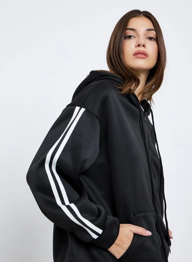 Take Two Take Two Black Oversized Hooded Jacket