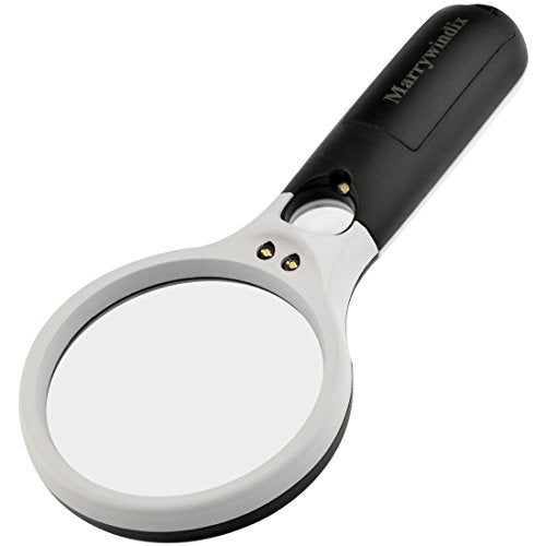 Marrywindix Magnifier 3 LED Light, Marrywindix 3X 45X Handheld Magnifier Reading Magnifying Glass Lens Jewelry Loupe White and Black - Image 4