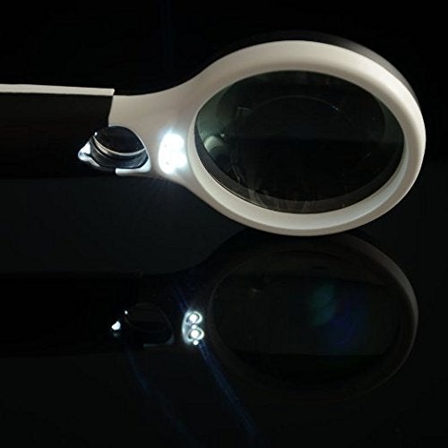Marrywindix Magnifier 3 LED Light, Marrywindix 3X 45X Handheld Magnifier Reading Magnifying Glass Lens Jewelry Loupe White and Black - Image 5