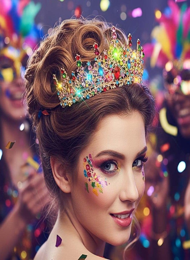 اوريو تاج كريستالي مضيء من يوريو، طوق رأس مرصع بأحجار الراين الملونة، إكسسوارات شعر مثالية لحفلات الأميرات، وحفلات التخرج، والهالوين، للنساء - Image 3