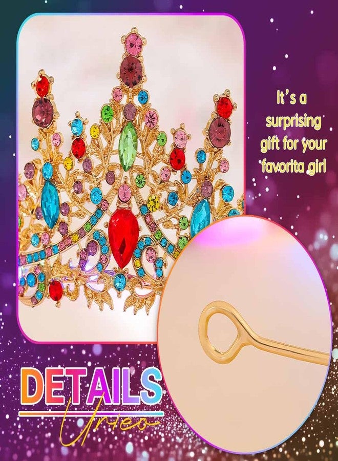 اوريو تاج كريستالي مضيء من يوريو، طوق رأس مرصع بأحجار الراين الملونة، إكسسوارات شعر مثالية لحفلات الأميرات، وحفلات التخرج، والهالوين، للنساء - Image 4