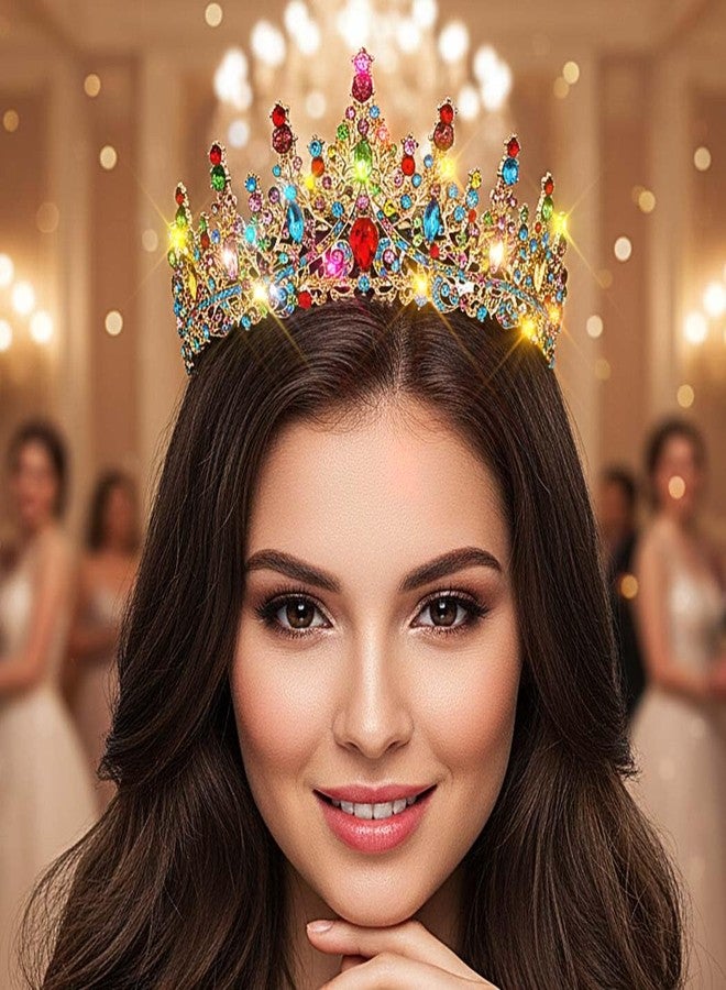 اوريو تاج كريستالي مضيء من يوريو، طوق رأس مرصع بأحجار الراين الملونة، إكسسوارات شعر مثالية لحفلات الأميرات، وحفلات التخرج، والهالوين، للنساء - Image 5