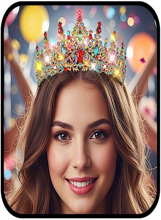 اوريو تاج كريستالي مضيء من يوريو، طوق رأس مرصع بأحجار الراين الملونة، إكسسوارات شعر مثالية لحفلات الأميرات، وحفلات التخرج، والهالوين، للنساء - Image 1