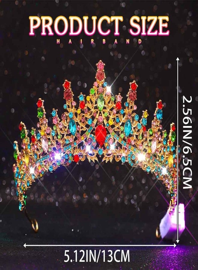 اوريو تاج كريستالي مضيء من يوريو، طوق رأس مرصع بأحجار الراين الملونة، إكسسوارات شعر مثالية لحفلات الأميرات، وحفلات التخرج، والهالوين، للنساء - Image 2