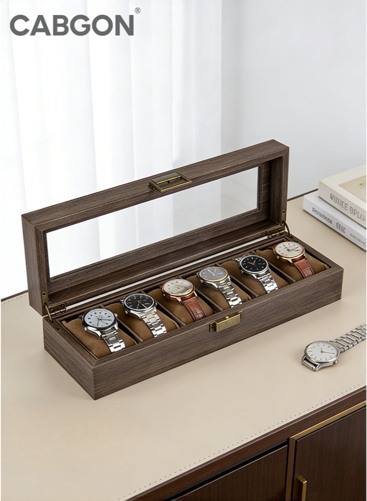 CABGON 6-Slot Luxury Watch Box for Men,Premium PU Leather Watch Organizer Box - Image 1