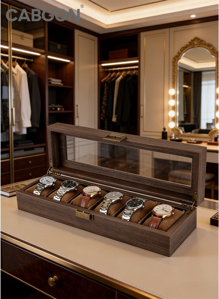 CABGON 6-Slot Luxury Watch Box for Men,Premium PU Leather Watch Organizer Box - Image 2