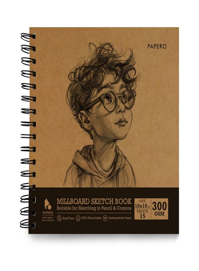 PaperO Millboard Sketchbook - 10 Inch | 300 GSM Premium Sheets | 15 Pages | Metal Wire-O Bound | Ideal for Sketching, Drawing & Mixed Media Art | Design 2 - Image 1