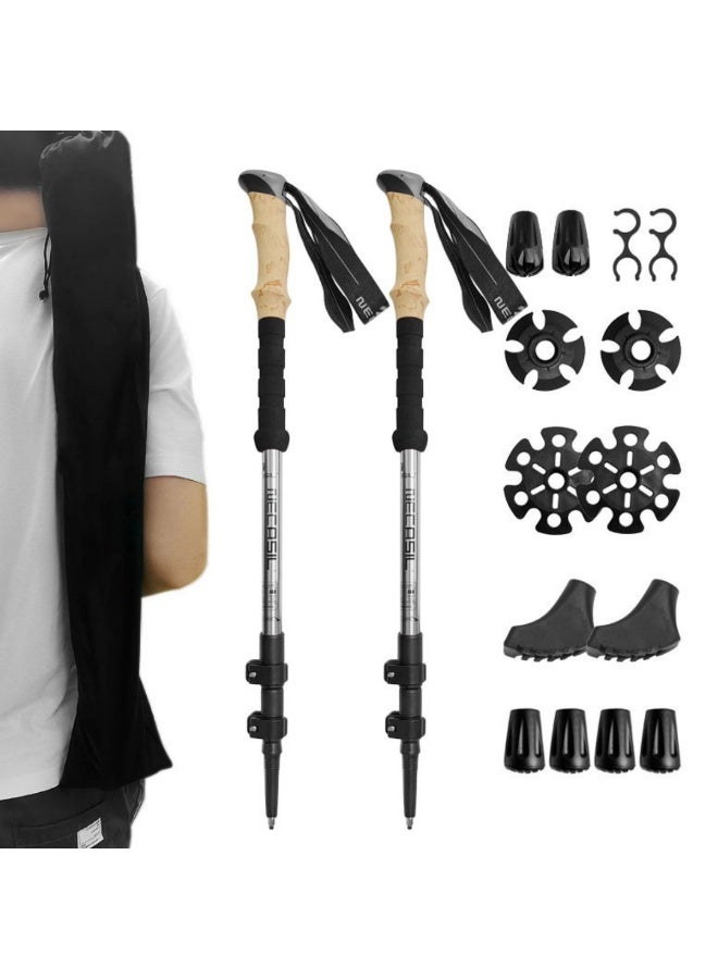 Toriseek Trekking Poles - Lightweight Aluminum Hiking Sticks with Cork Grips, Adjustable Telescopic Design, Metal Flip Lock for Men & Women - Perfect for Hiking, Walking, Camping - Image 1
