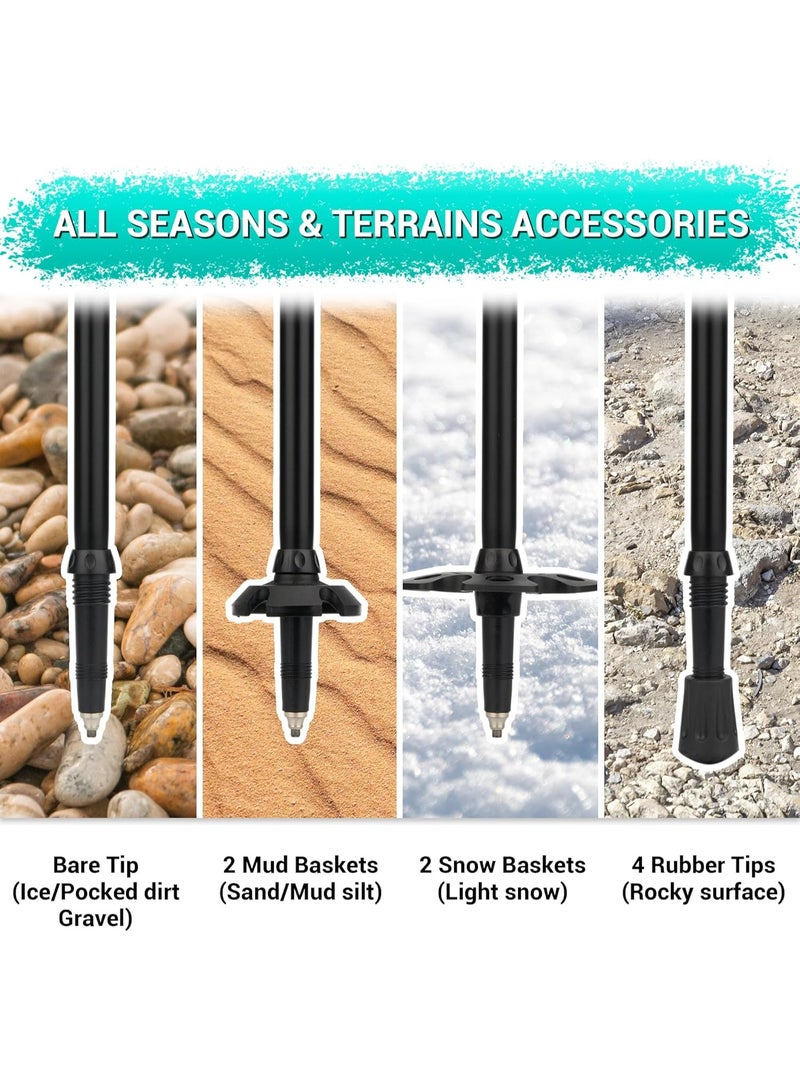 Toriseek Trekking Poles - Lightweight Aluminum Hiking Sticks with Cork Grips, Adjustable Telescopic Design, Metal Flip Lock for Men & Women - Perfect for Hiking, Walking, Camping - Image 4