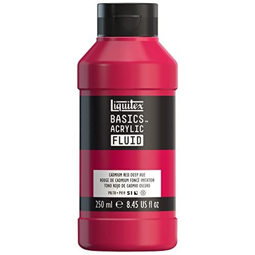 Liquitex BASICS Acrylic Fluid Paint 250ml 85oz Bottle Cadmium Red Deep Hue - Image 1