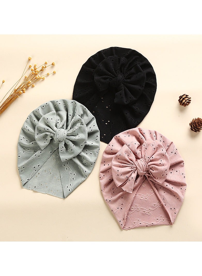 Captaintech Breathable Soft Big Bow Turban Hats, Beanie Caps Headwraps for Baby Girls Infants Toddlers Cute Toddler Cap Baby Turban Hats Turban Bun Knot 6 Pack - Image 5