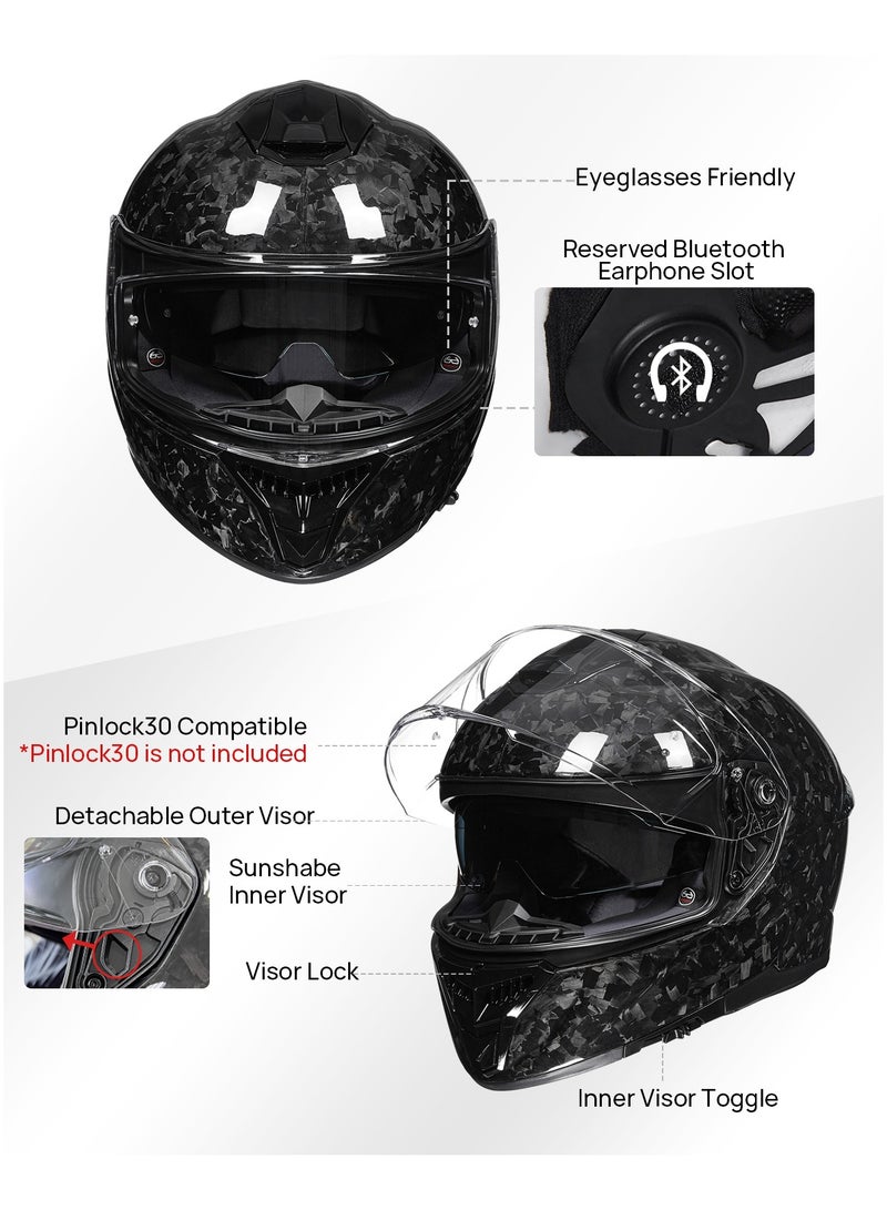 اي ال ام ILM خوذة دراجة نارية من ألياف الكربون لكامل الوجه موديل 861C - Image 5