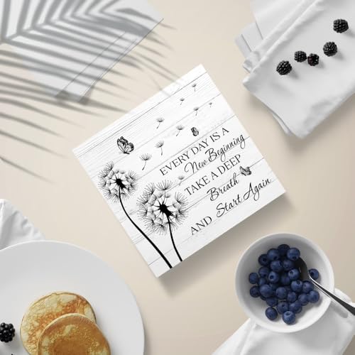 PUVOXHO Every Day Is A New Beginning Take A Deep Breath And Start Again Wooden Sign Desk Decor for Home Office Farmhouse Bedroom, Yoga Spa Room Decor, Inspirational Gifts for Women Friend Coworker BFF - Image 4